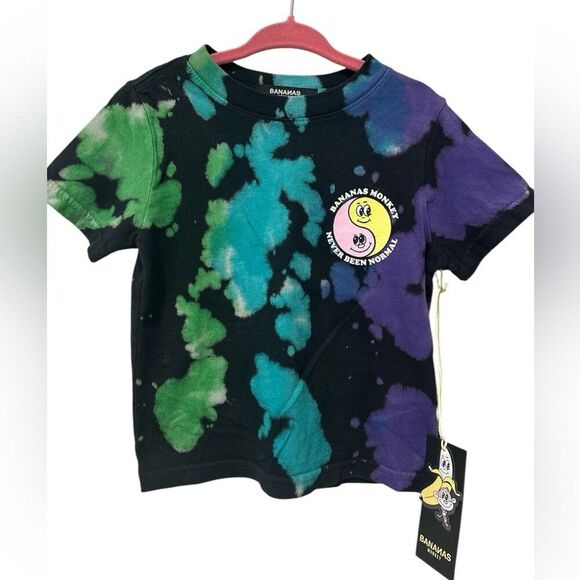 Bananas Monkey Tie Dye Yin Yang Twins Youth 2T Toddler Tee Shirt NEW - Picture 1 of 3